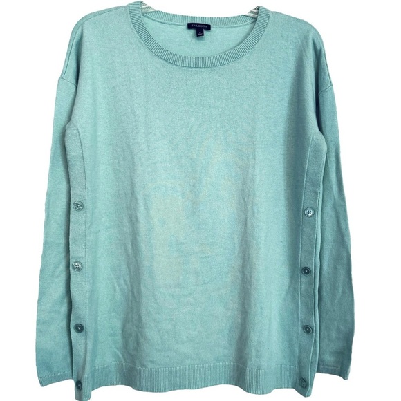 NWOT Talbots Size Small Side Button Crew Neck Sweater Nylon/Lambswool - Picture 1 of 4